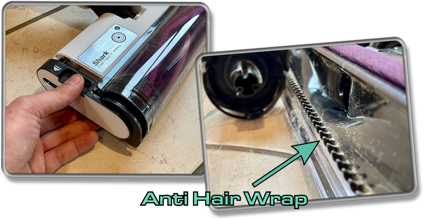 Die Bodenbürste kann einfach seitlich durch einen Tastendruck herausgezogen werden.