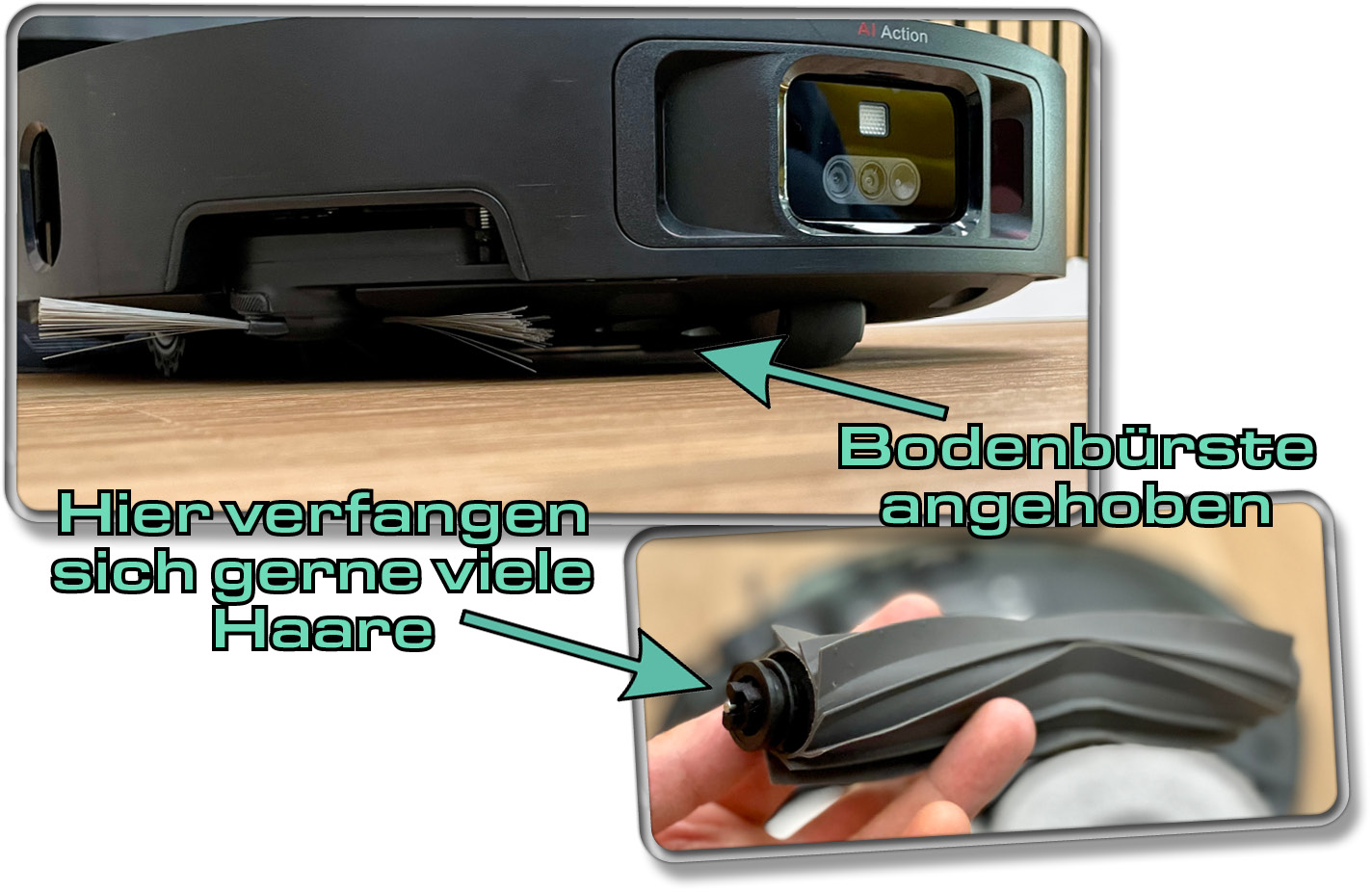Die Bodenbürste wird im Wischvorgang komplett angehoben