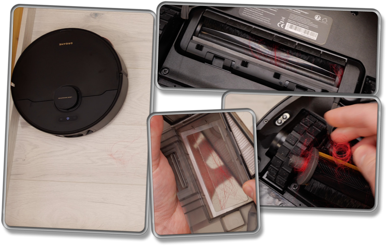 Die Haare haben sich zum größten Teil um die TriCut-Bürste gewickelt