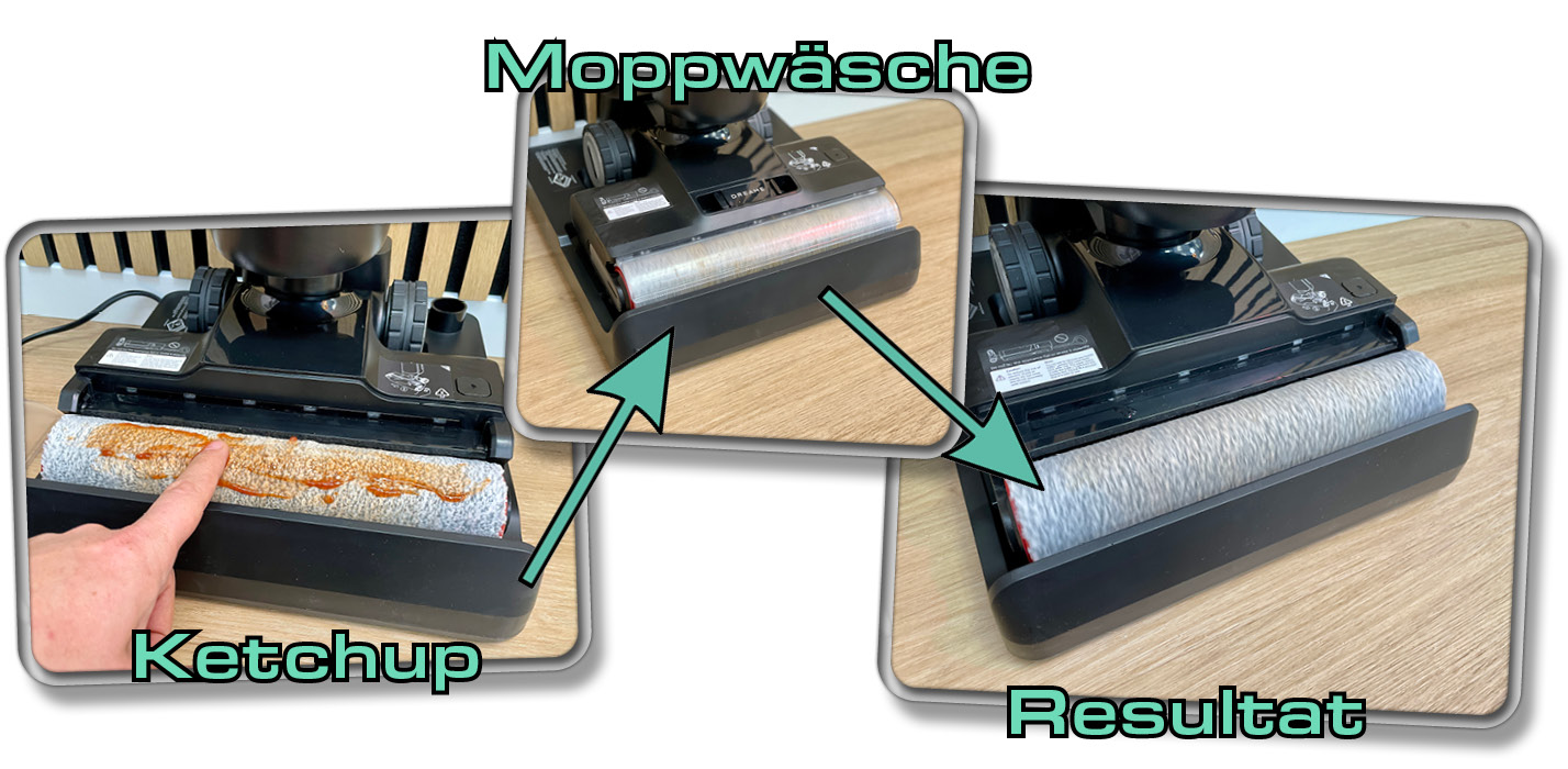 Die Moppwäsche ist effektiv genug, um die Rolle sauber zu bekommen