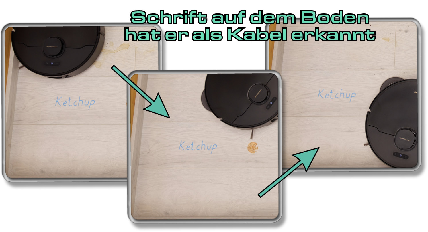 Die Schrift auf dem Boden war für den Saugroboter ein Kabel