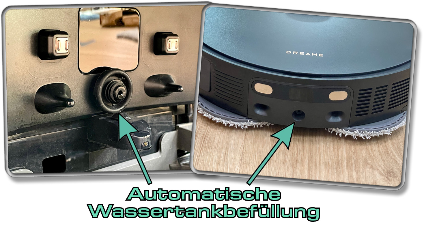 Die Station füllt den Wassertank des Dreame X40 Ultra Complete automatisch nach
