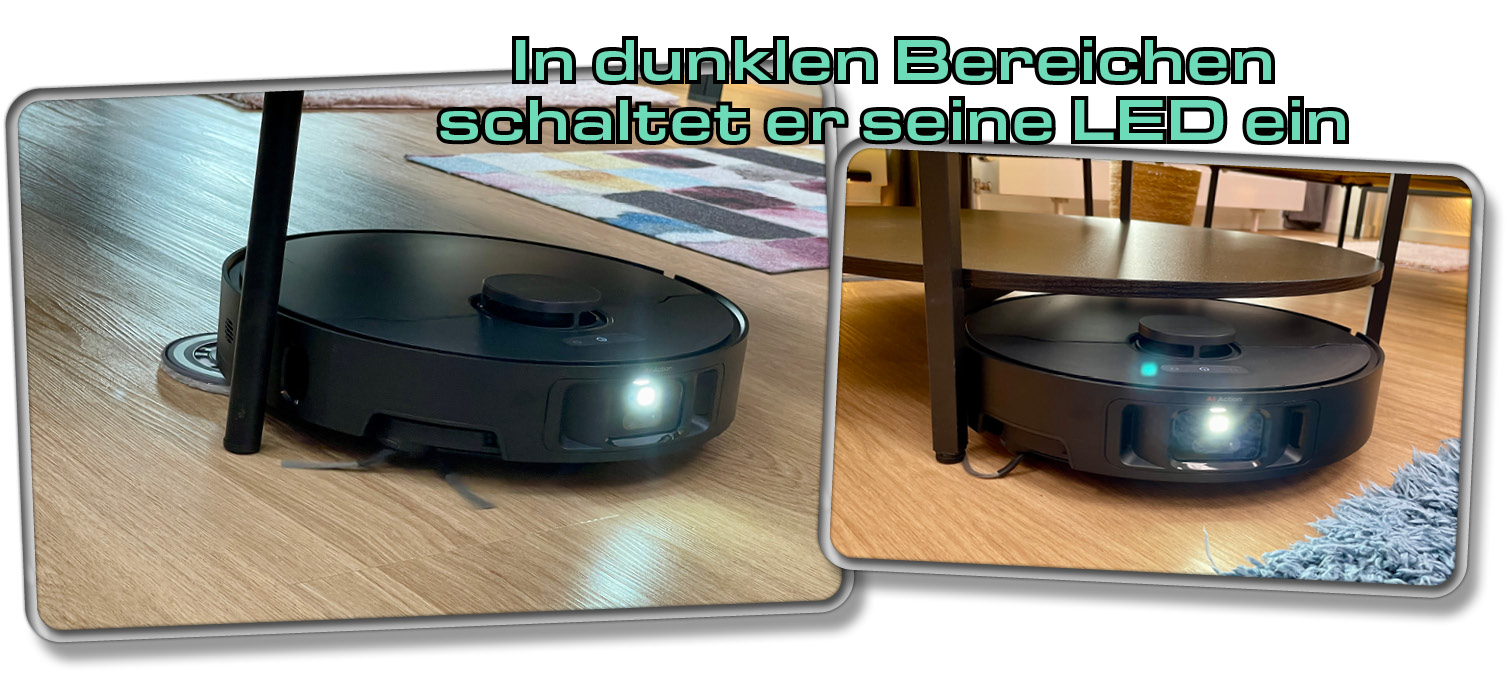 Die verbaute LED schaltet sich automatisch in dunklen Bereichen ein