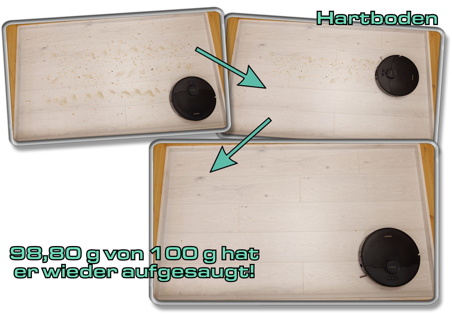 Dreame X40 Ultra Complete - Die gemessene Saugleistung auf Hartboden