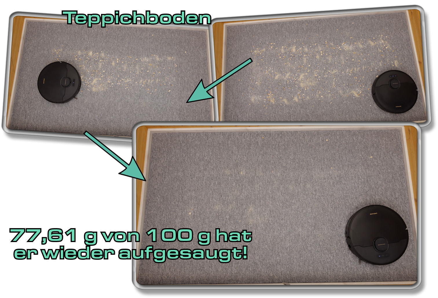 Dreame X40 Ultra Complete - Die gemessene Saugleistung auf Teppichboden