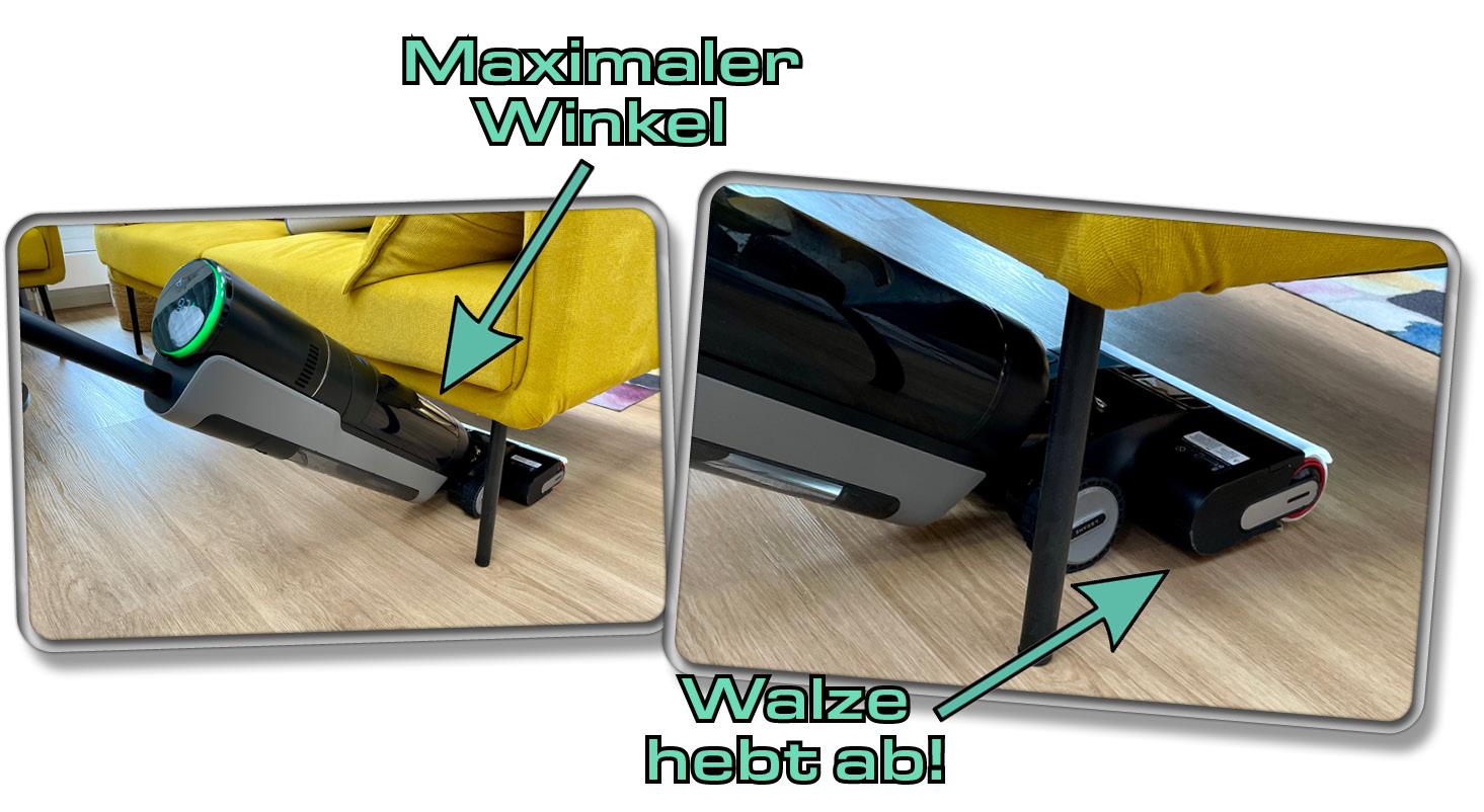 Durch seine Form kommt der Dreame H13 Pro nicht allzu tief unter Möbel