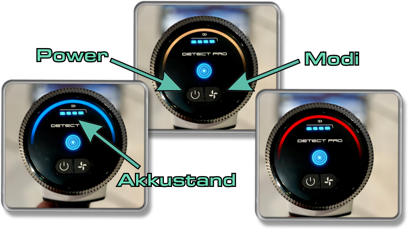 Ein Halbring verfärbt sich auf dem Display, wenn der Verschmutzungsgrad zunimmt