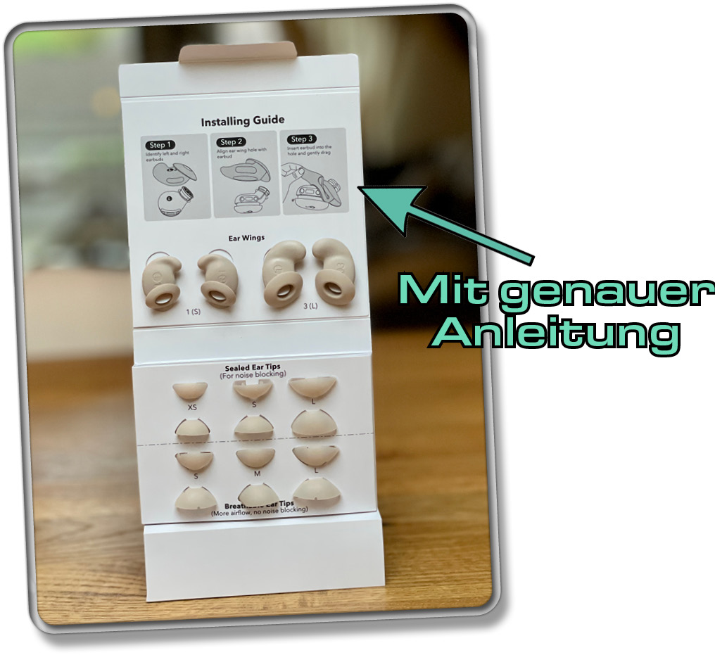 Eine Anleitung zeigt, wie man die Wings und Tips anbringt