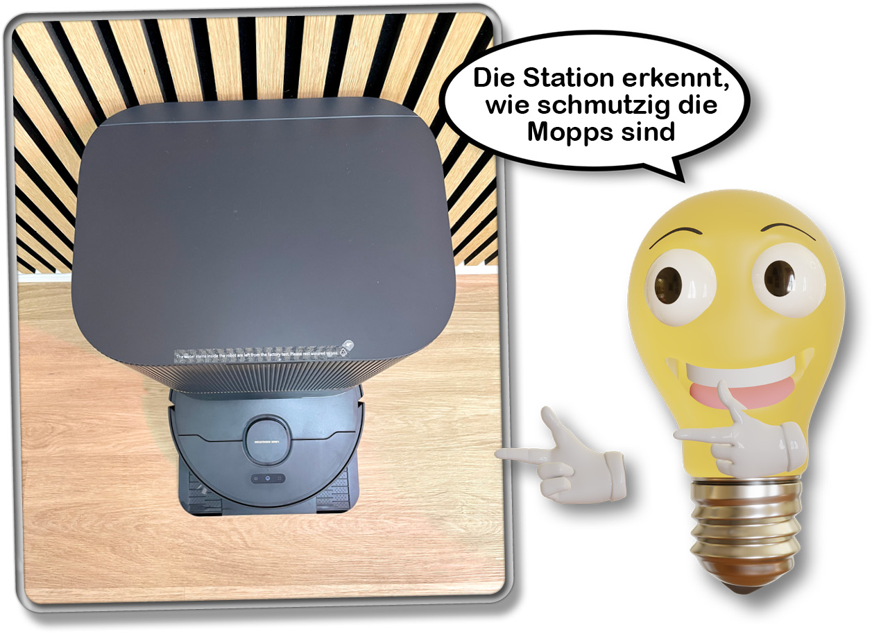 Eine intelligente Schmutzerkennung erkennt, wie schmutzig die Mopps sind