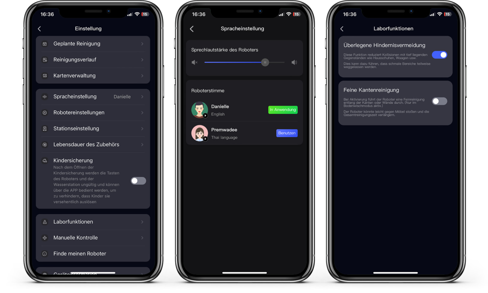 Eureka NER J12 Ultra - App - Einstellungen