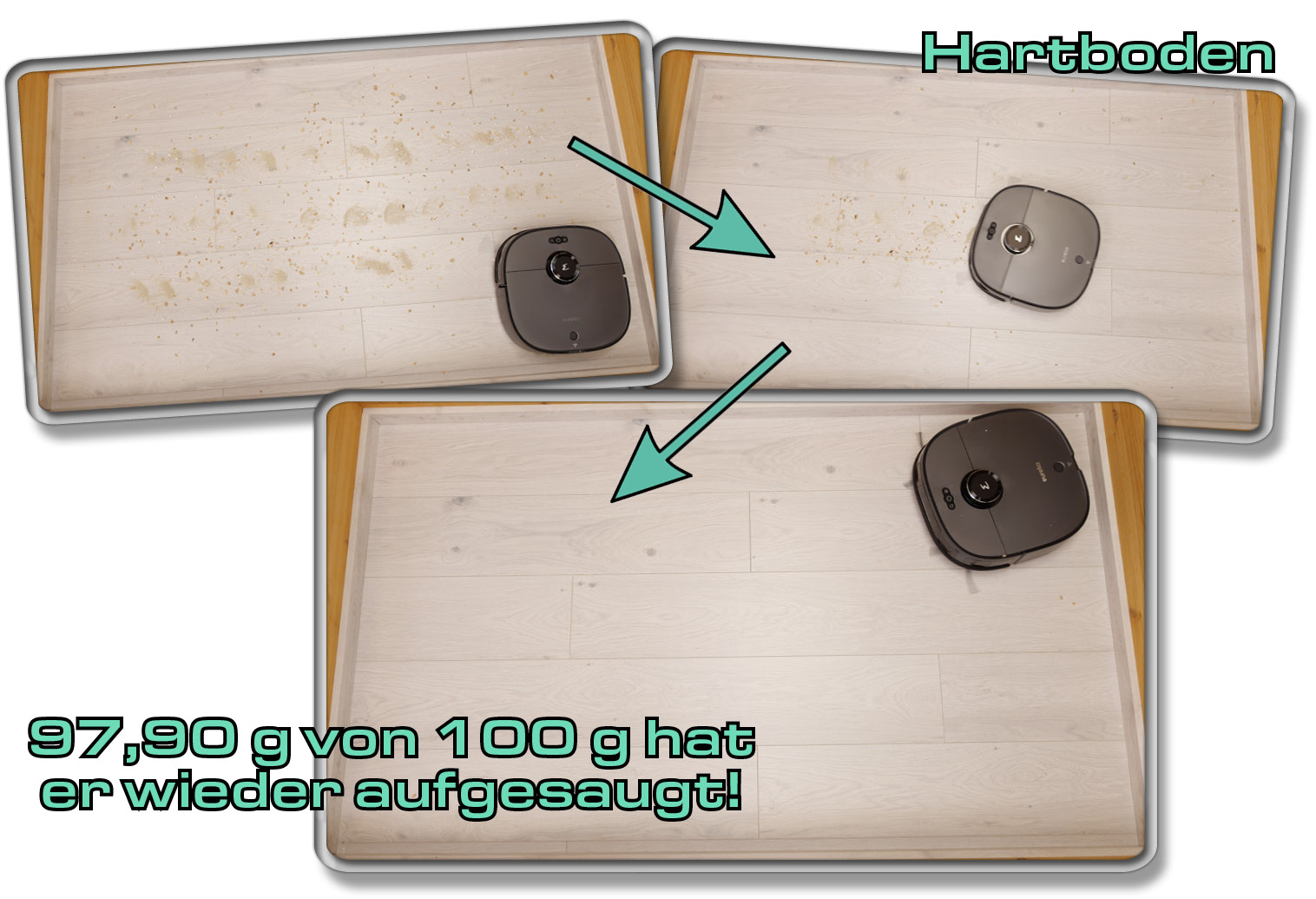 Eureka NER J12 Ultra - Die gemessene Saugleistung auf Hartboden