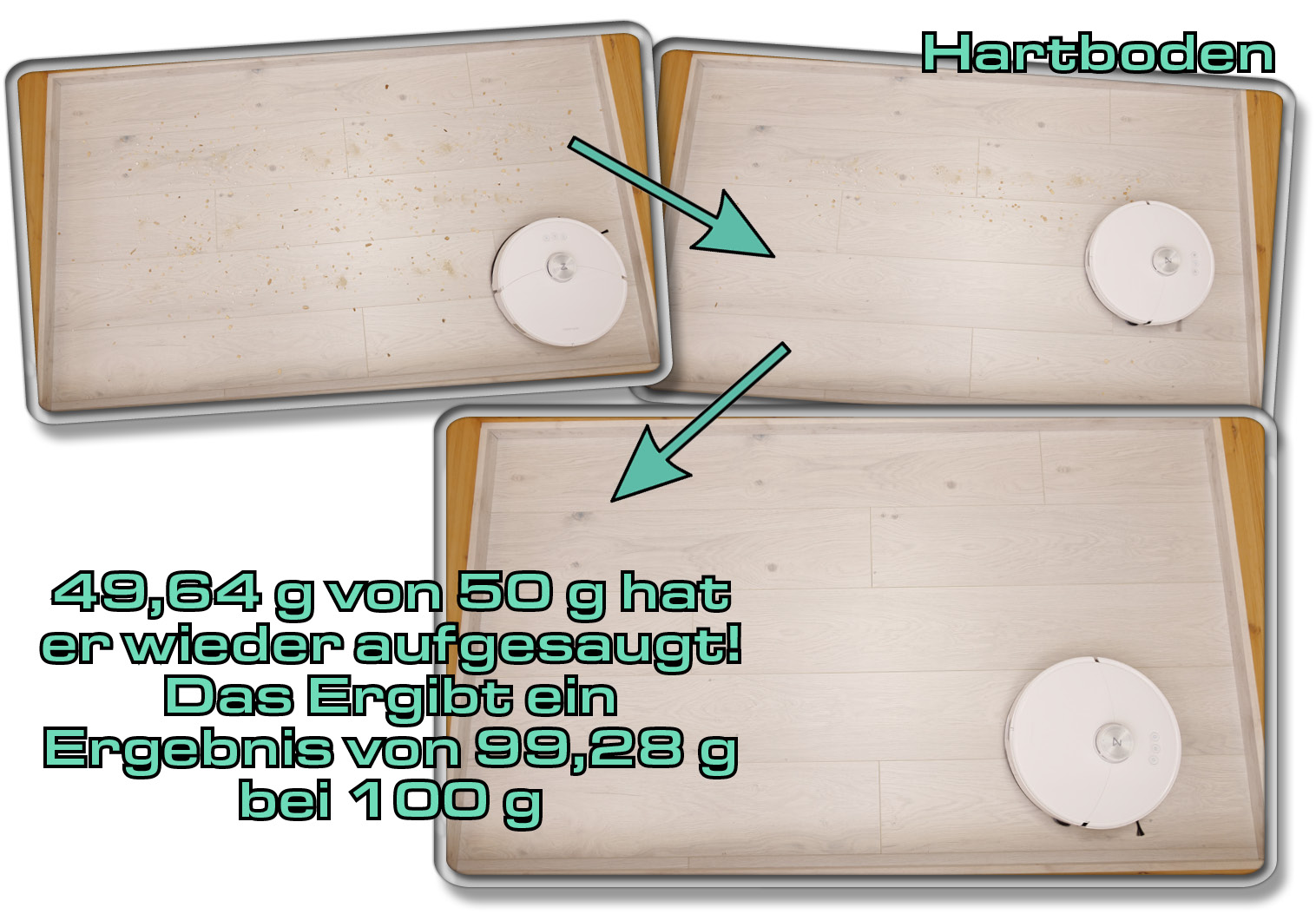 Roborock S8 MaxV Ultra - Die gemessene Saugleistung auf Hartboden