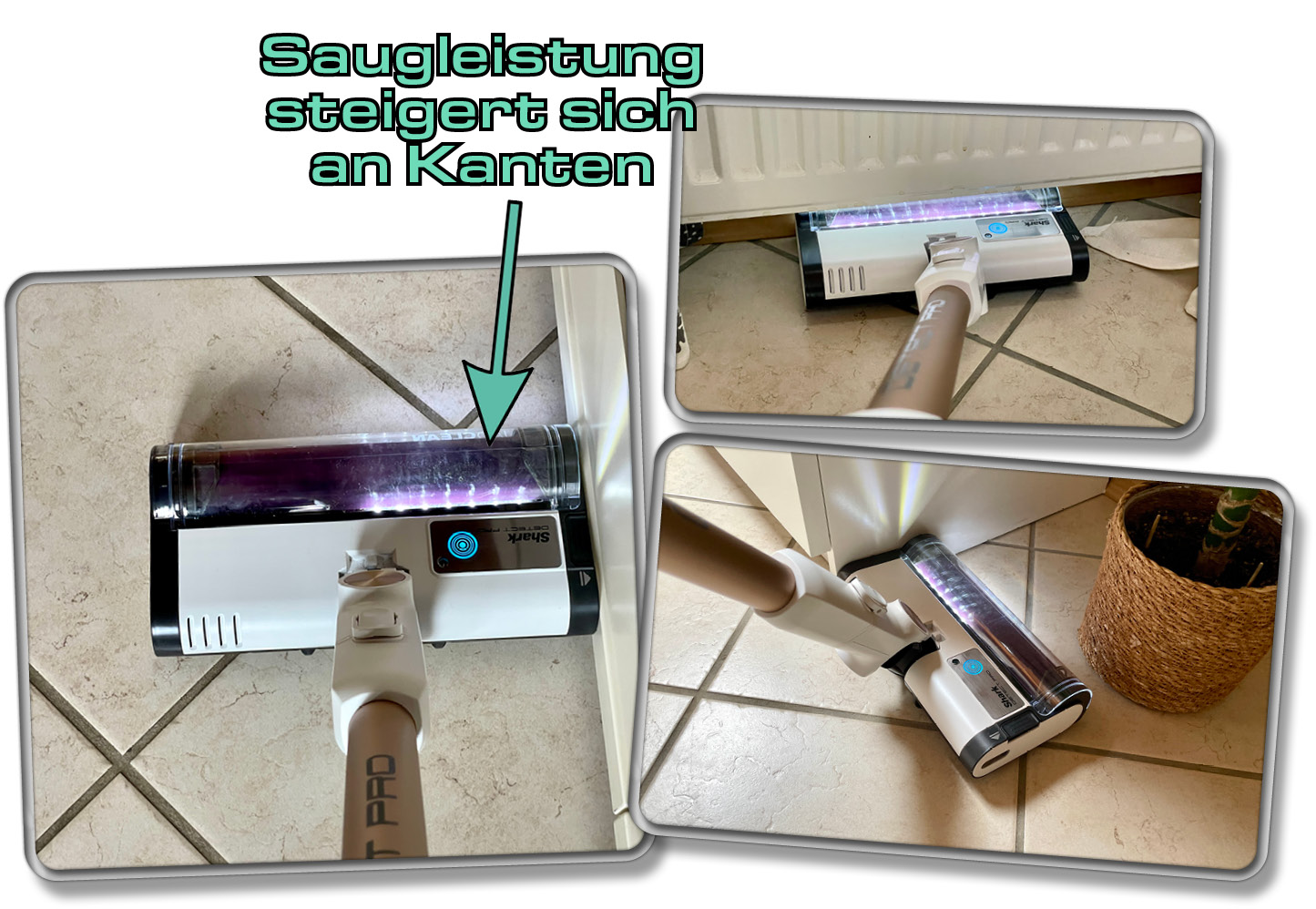 Shark Detect Pro - Er steigert automatisch seine Leistung an Kanten