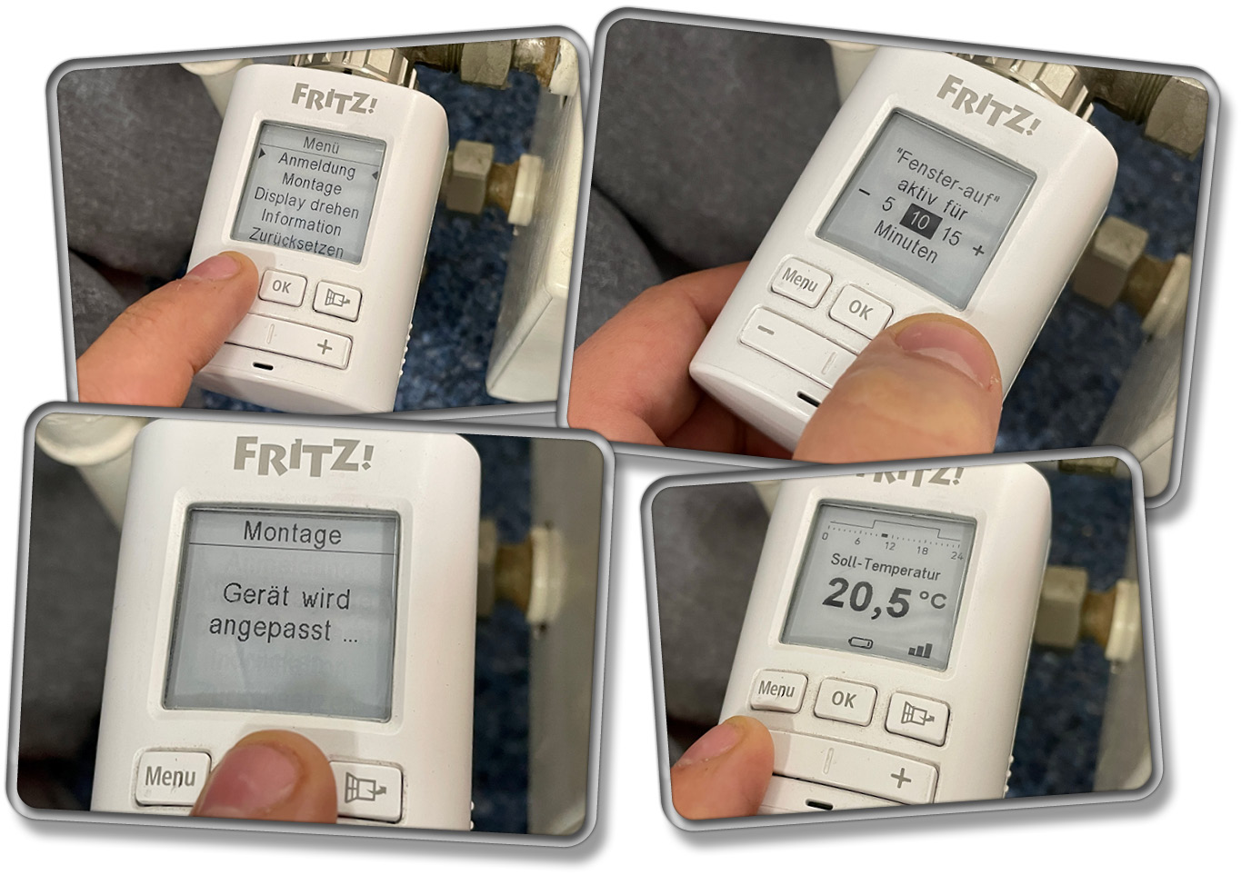 Über diese Tasten kann man das FRITZ!DECT 301 komfortabel steuern