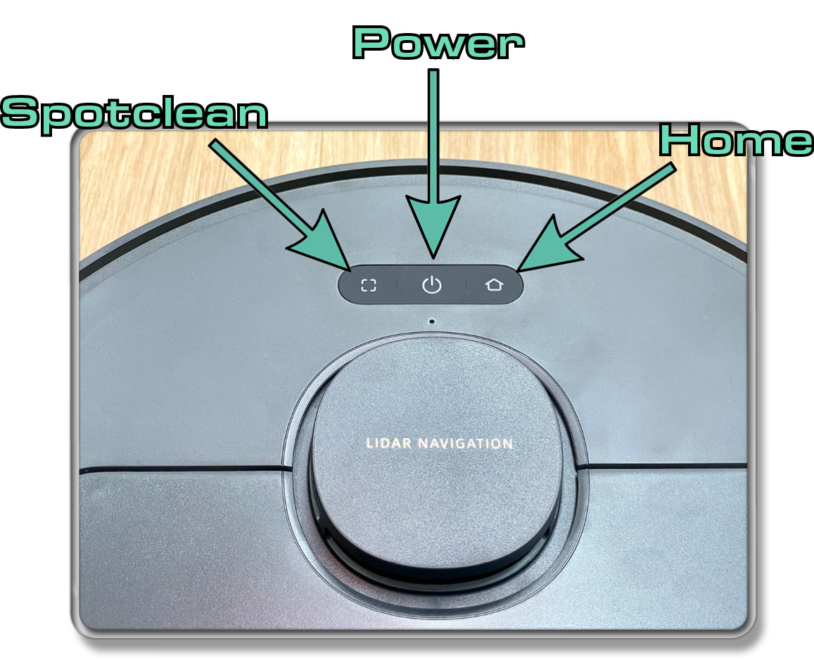 Über diese Tasten wird der Dreame X40 Ultra manuell gesteuert