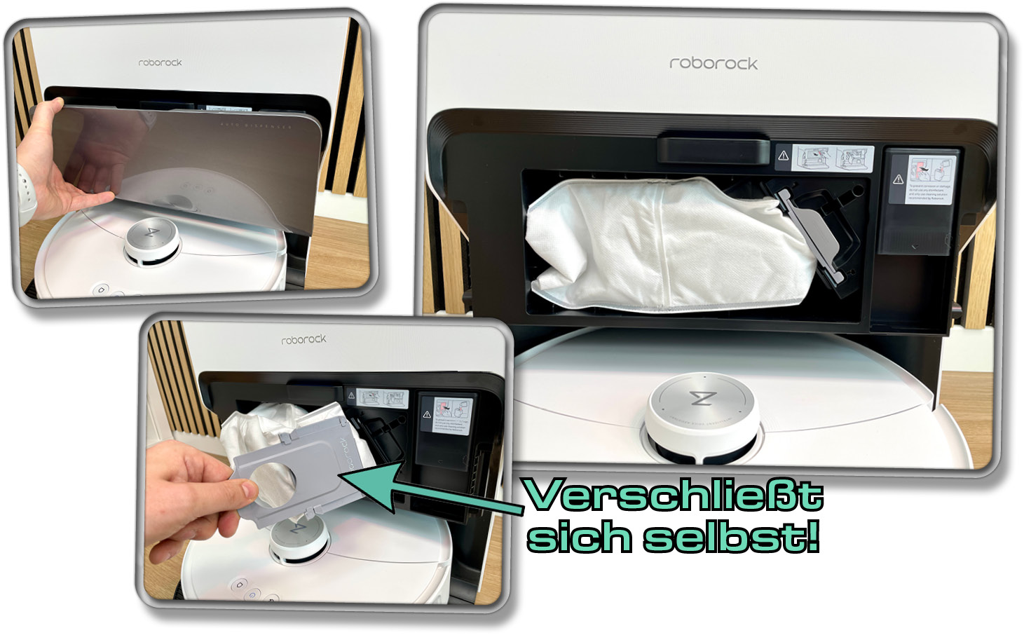 Unter dieser Klappe verbirgt sich die Absaugstation