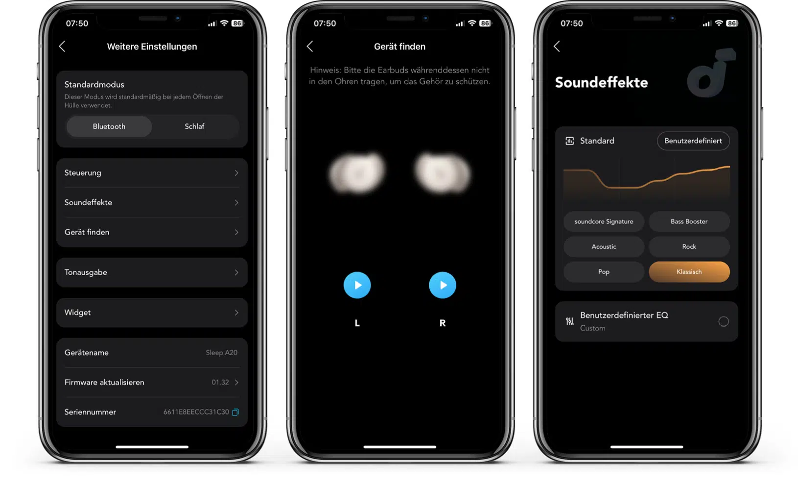 soundcore Sleep A20 - App - Weitere Einstellungen