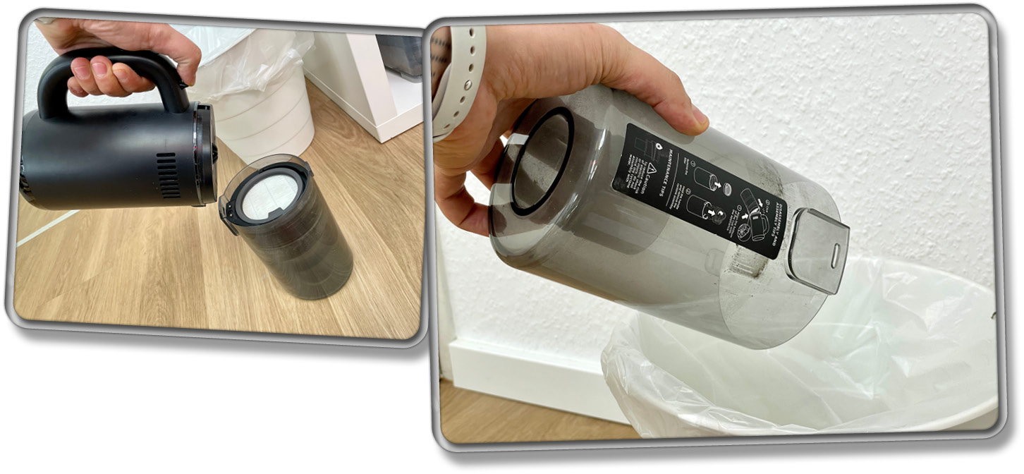 Auch der Staubtank sollte gelegentlich entleert werden