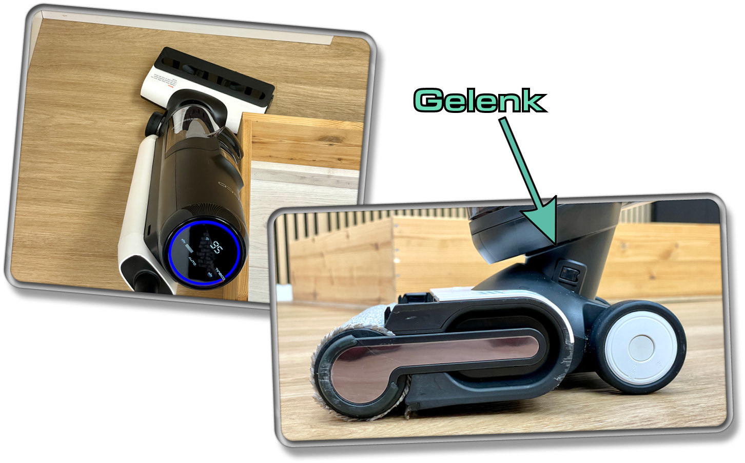 Dank des Gelenks kommt der Tineco Floor One S6 gut um Möbel herum