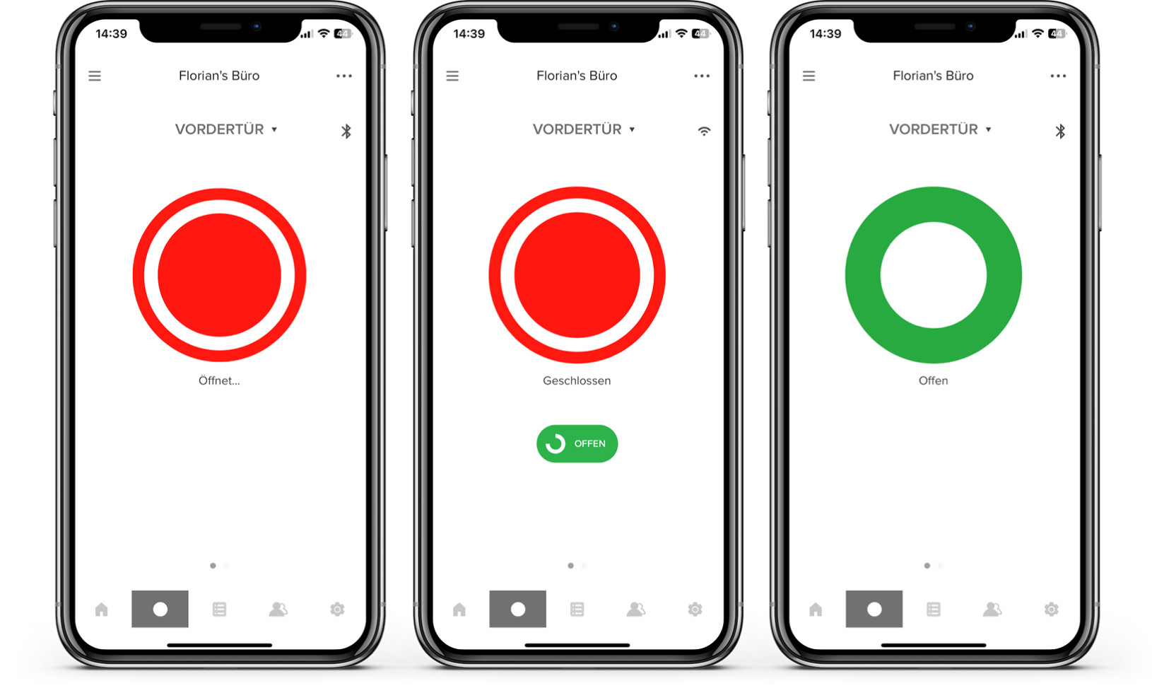 Das Öffnen und Schließen des Türschlosses über die App