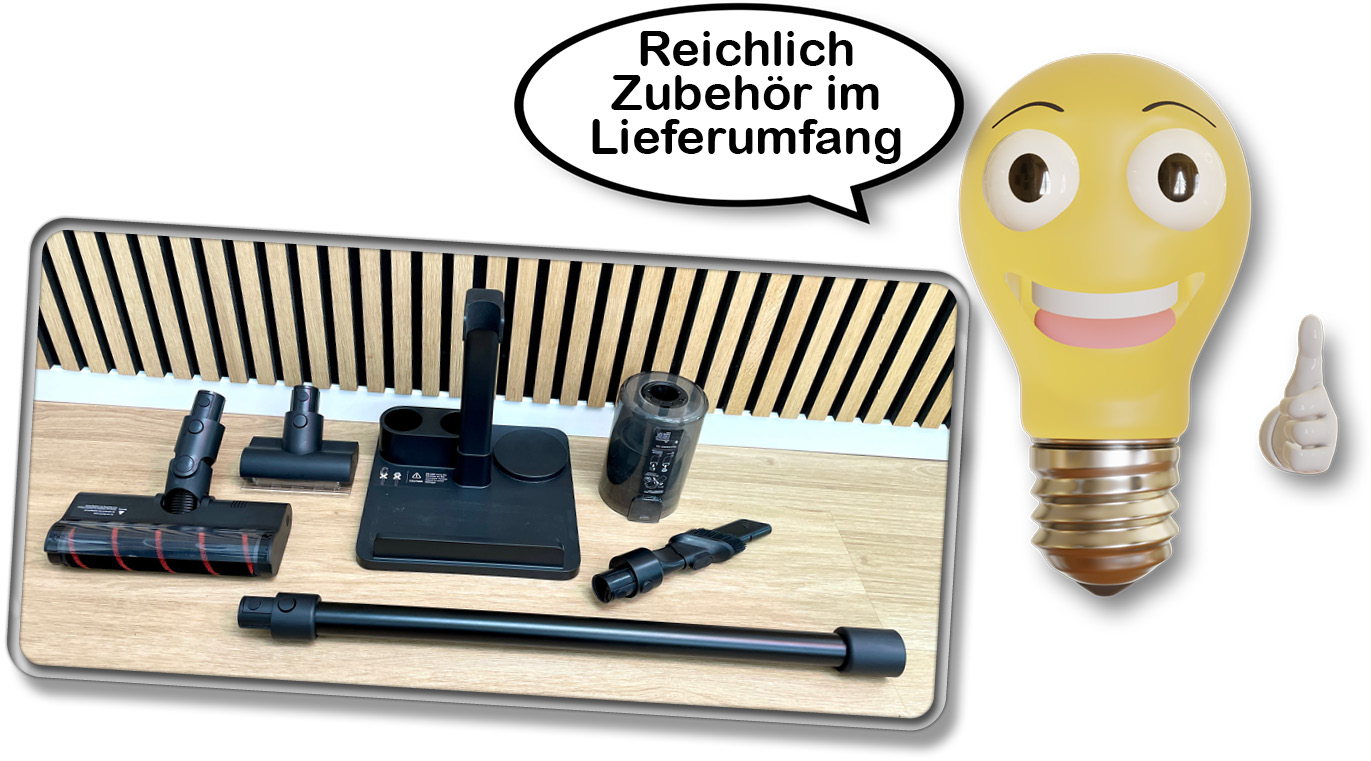 Das ist das mitgelieferte Zubehör für den Akkusauger