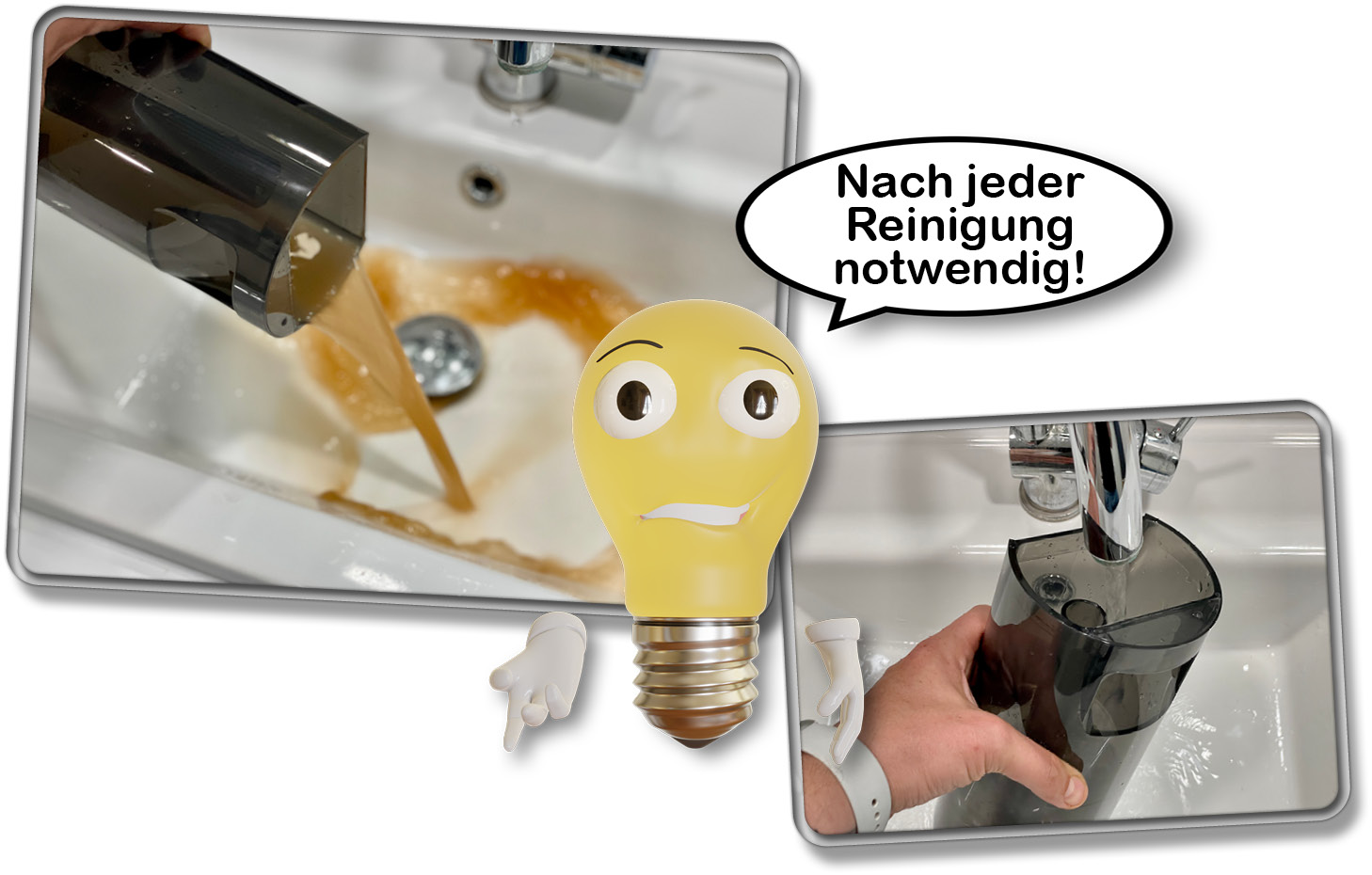 Der Abwassertank muss nach jeder Reinigung unbedingt geleert werden