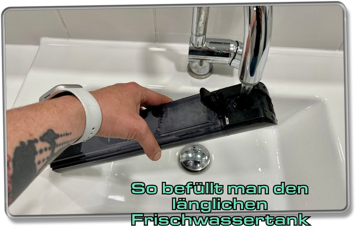 Der Frischwassertank wird einfach für die nächste Reinigungsaufgabe wieder aufgefüllt.