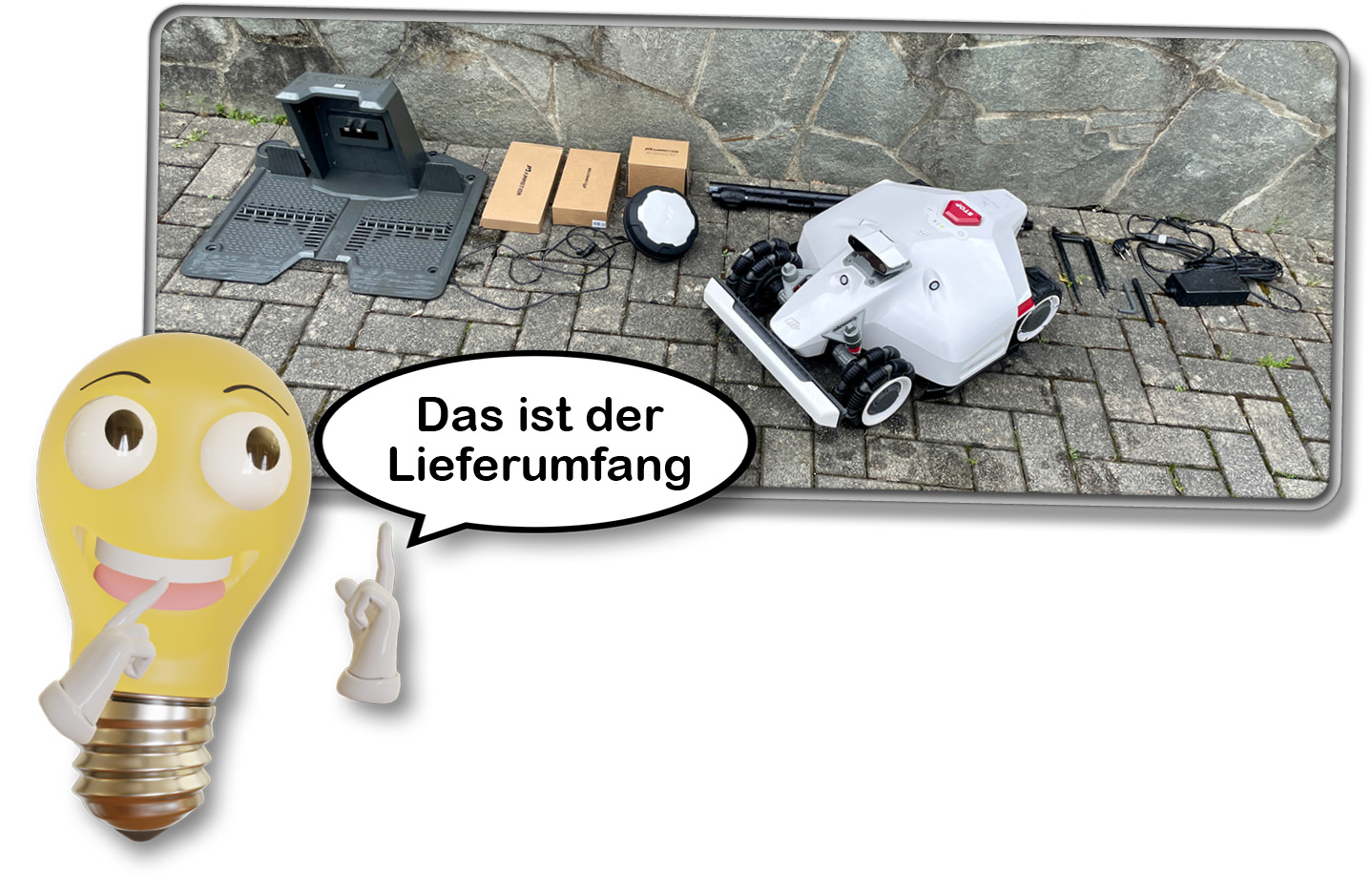 Der Mammotion LUBA 2 AWD 5000 kommt mit einem überaus großem Lieferumfang