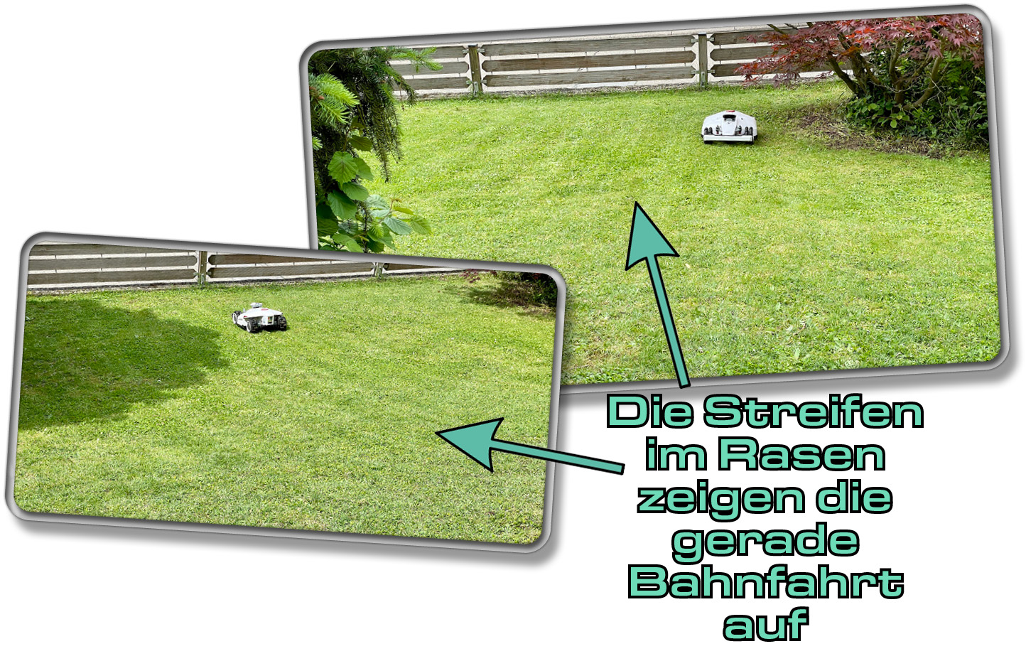 Der LUBA 2 navigiert in geraden Bahnen über den ganzen Rasen