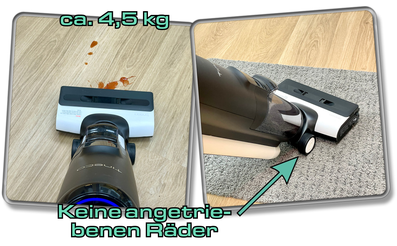 Der Wischsauger von Tineco wiegt ca. 4,5 kg