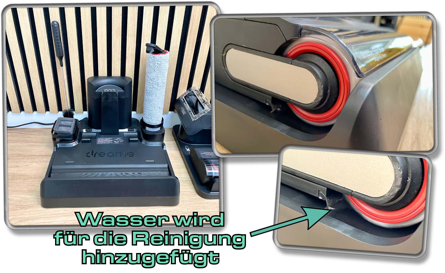 Die Moppwäsche wäscht die Wischwalze nach jeder Aufgabe wieder sauber