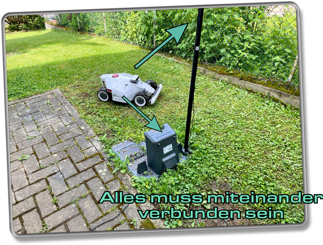 Die RTK-Station muss immer Kontakt zum Roboter haben