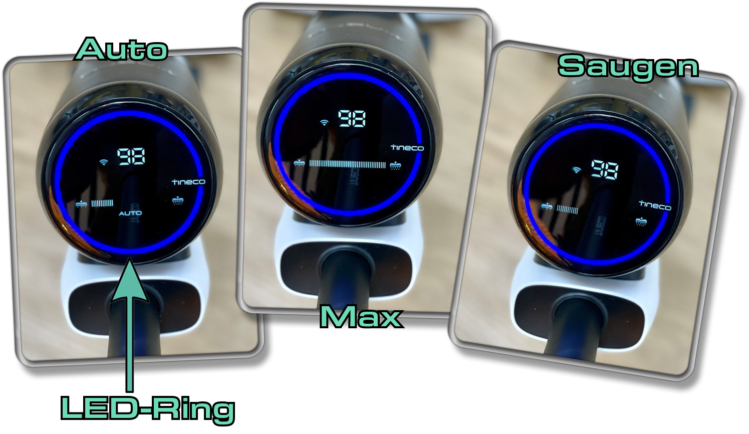 Diese Modi können beim Tineco Floor One S6 ausgewählt werden