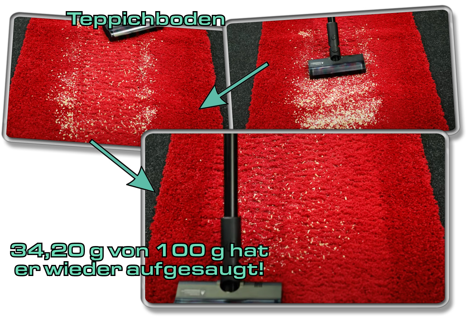 Dreame H12 Dual - Reinigungsleistung Teppichboden