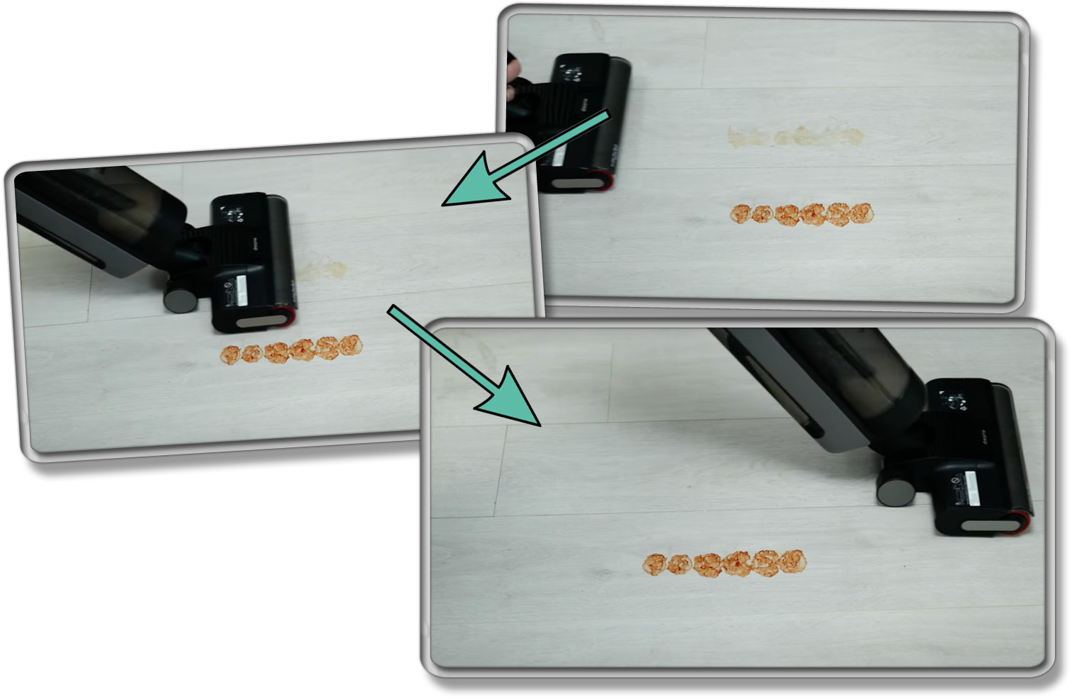 Dreame H12 Dual - Reinigungsleistung getrockneter Kaffee