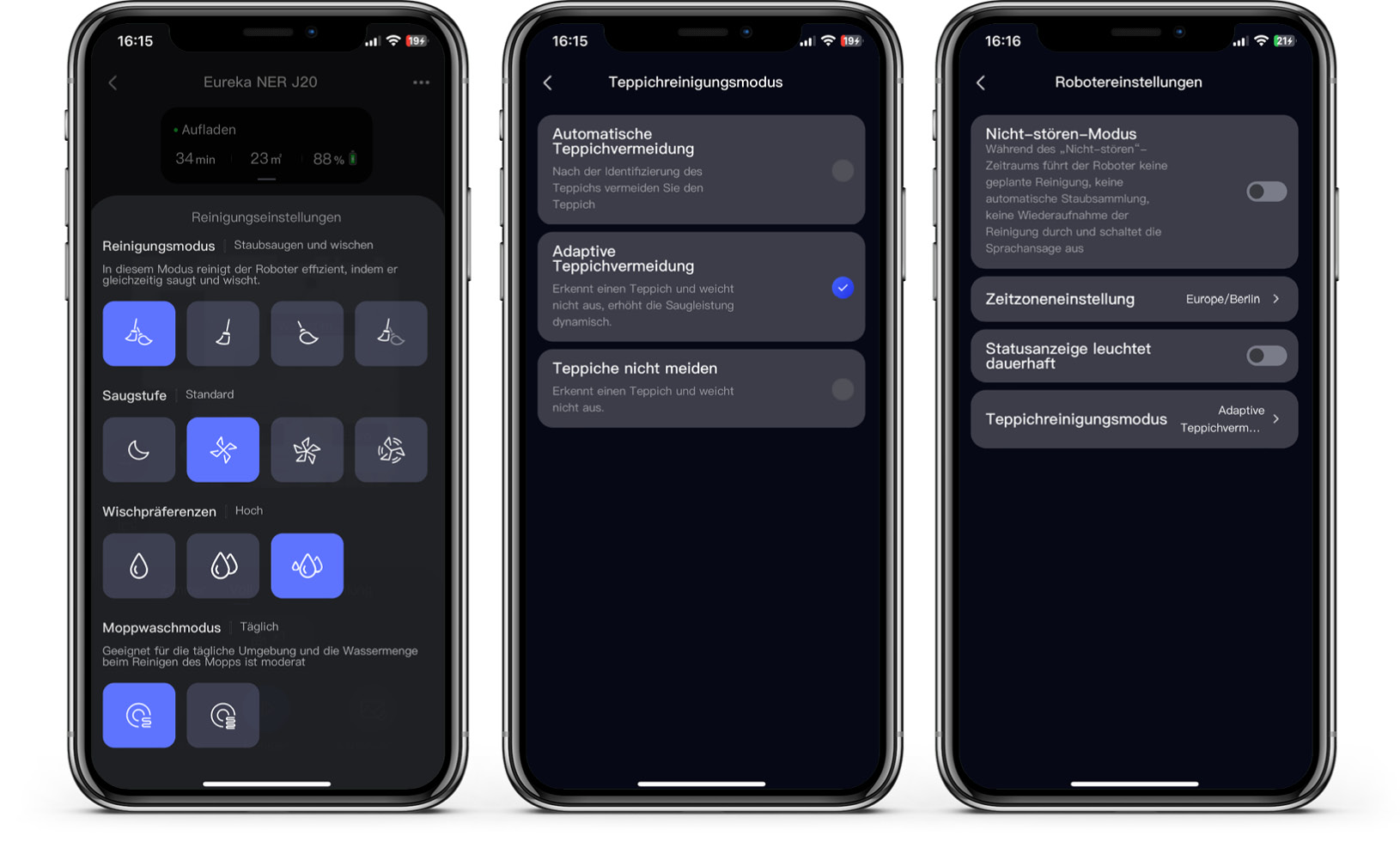 Eureka J20 - App - Reinigung