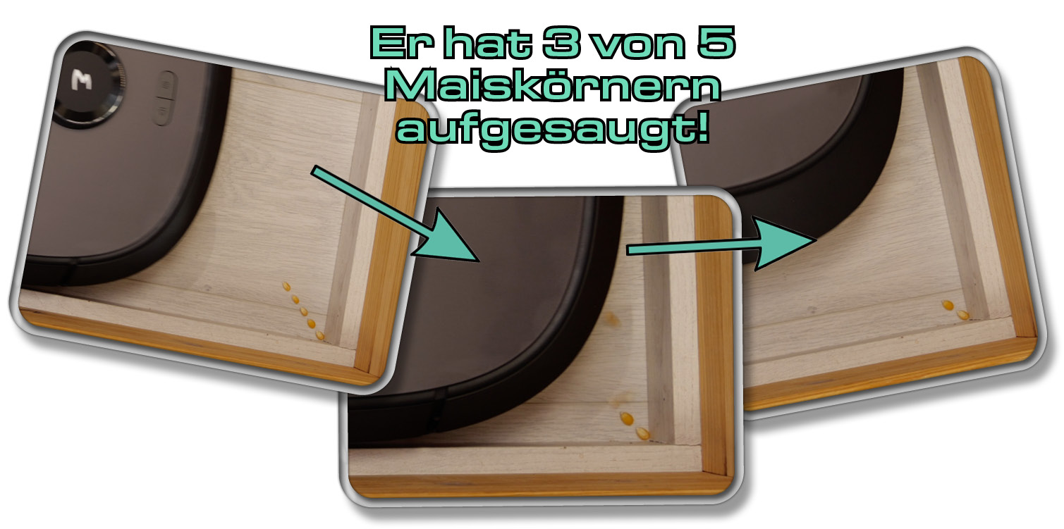 Eureka J20 - Die gemessene Saugleistung in Ecken