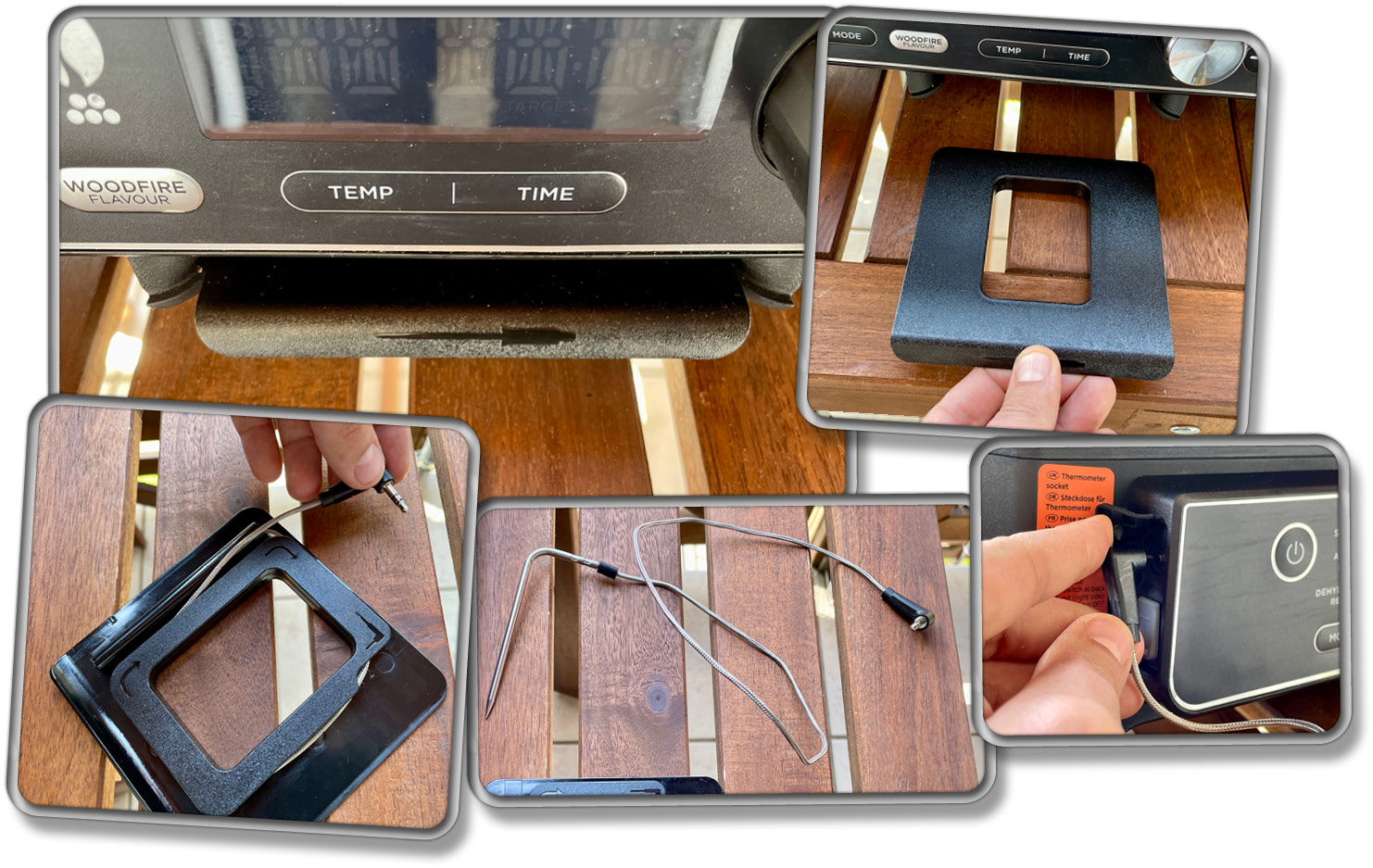 Im Lieferumfang befindet sich auch ein praktisch verstautet Fleischthermometer