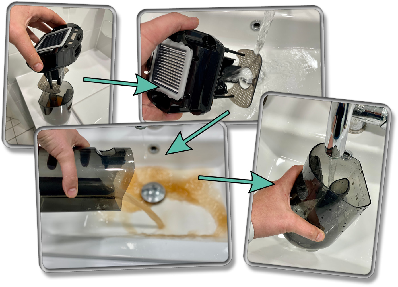 Man muss nach jeder Reinigung den Abwassertank entleeren, da sich sonst unangenehme Gerüche bilden