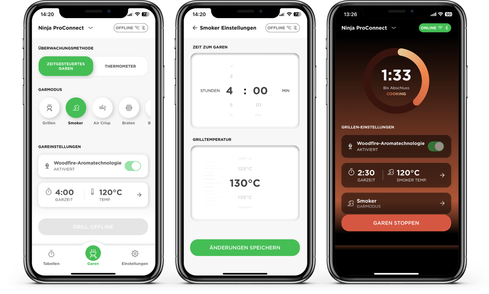 Ninja Woodfire Pro Connect XL - App - Funktion auswählen