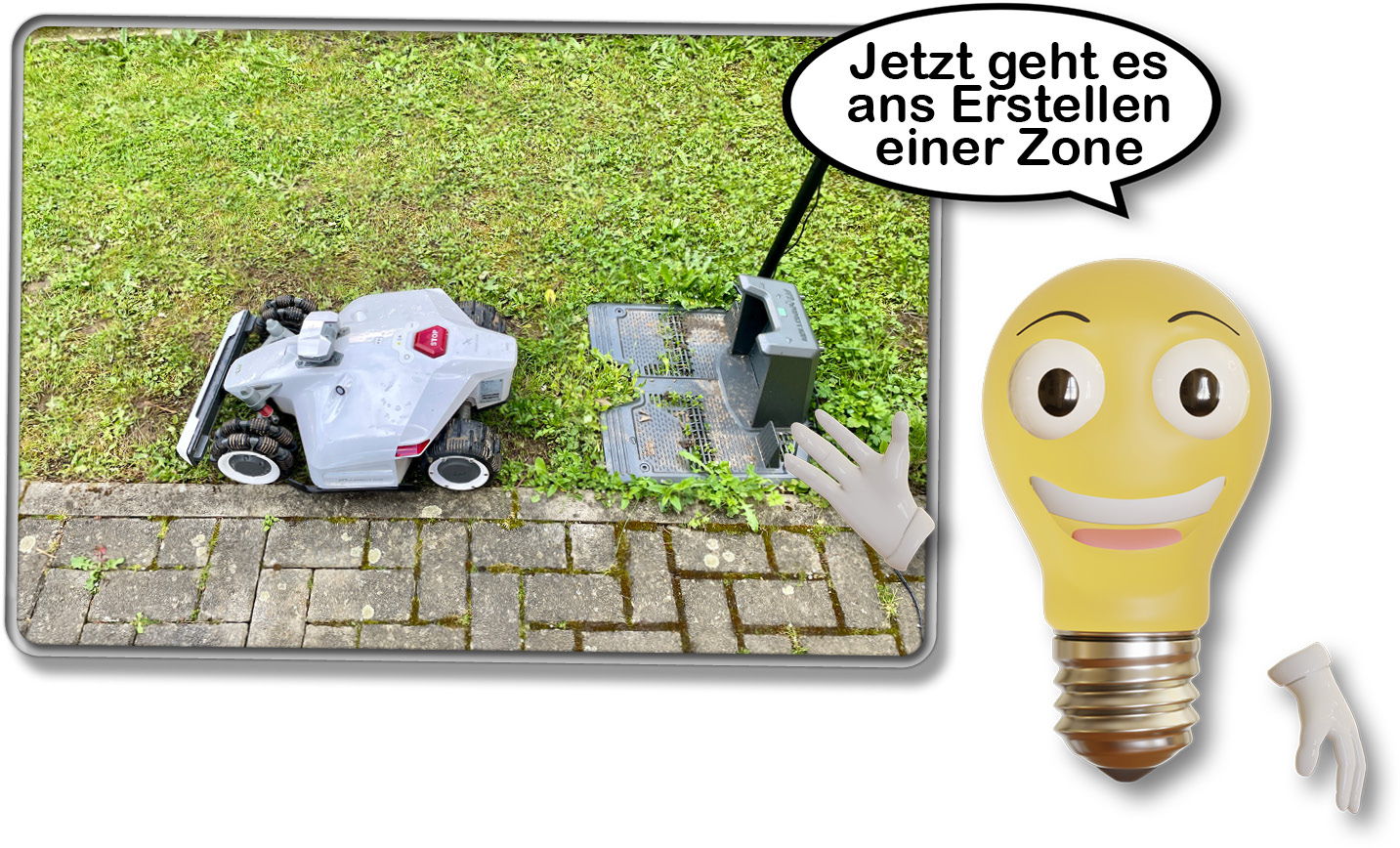 Zuerst einmal muss der LUBA 2 den Rasen kennenlernen.