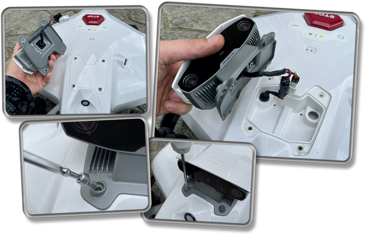 Zuerst muss man die Obstacle Avoidance auf den LUBA 2 schrauben