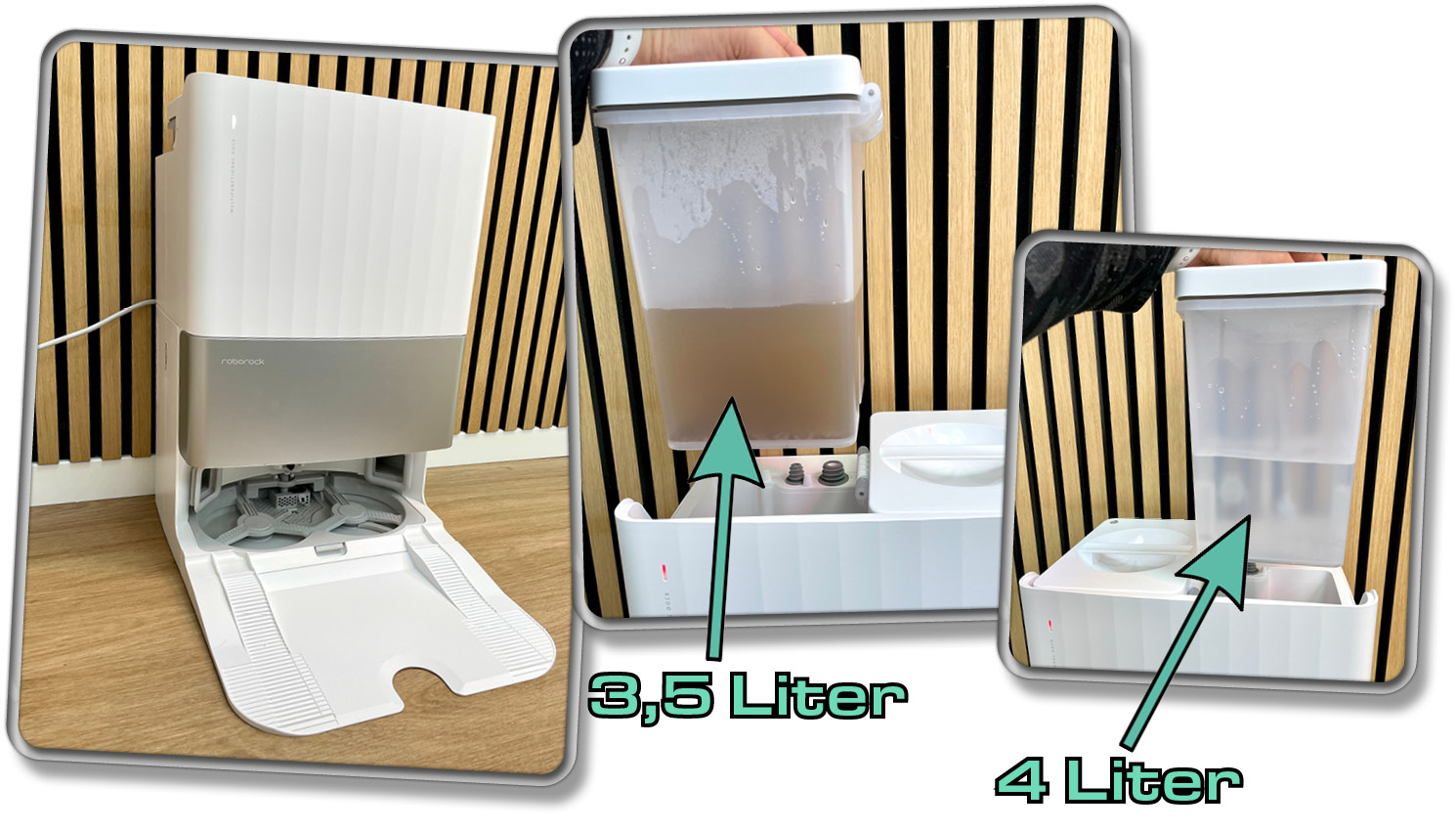 Auf der Oberseite kann man zwei Wassertanks herausziehen