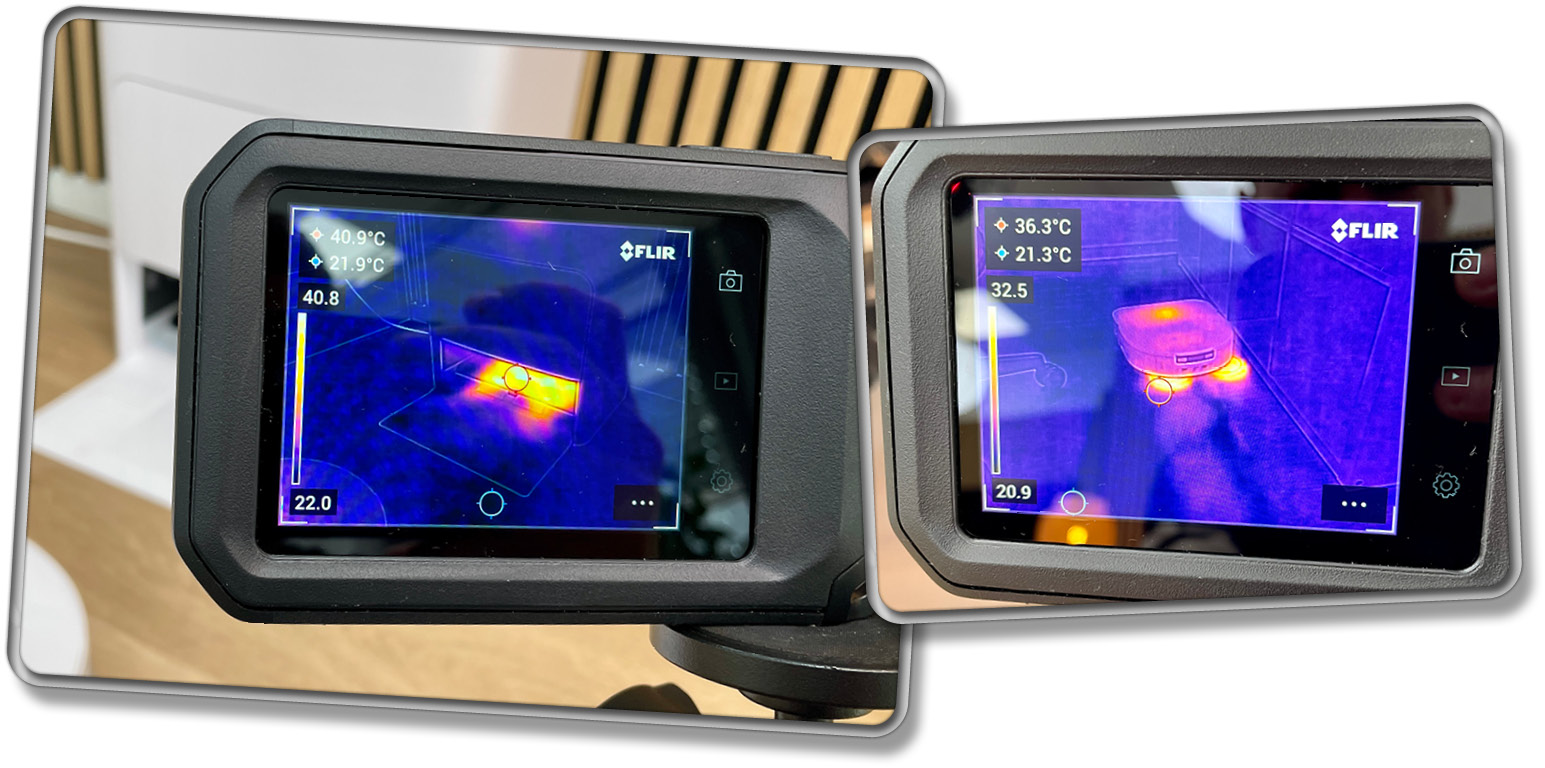 Auf der Wärmebildkamera sieht man, wie heiß das Auswaschen der Wischmopps wirklich ist