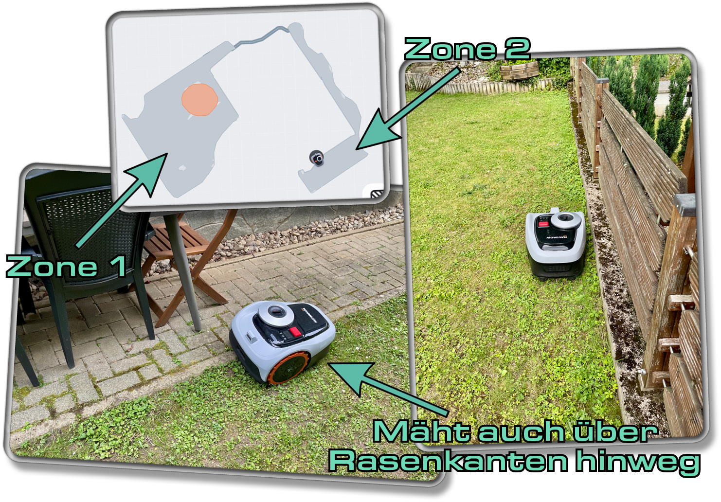 Das erstellen mehrerer Mähzonen ist ganz einfach dank der App des Segway Navimow i105