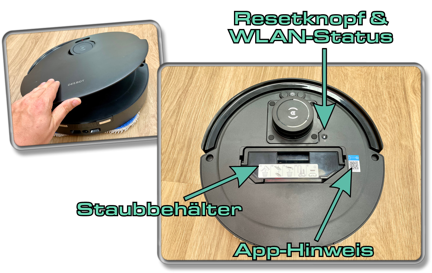 Das findet man alles unter der Haube des ECOVACS DEEBOT T30S COMBO COMPLETE