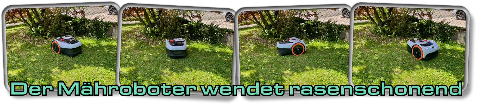 Der Segway Navimow i105 wendet so, dass der Rasen dabei geschond