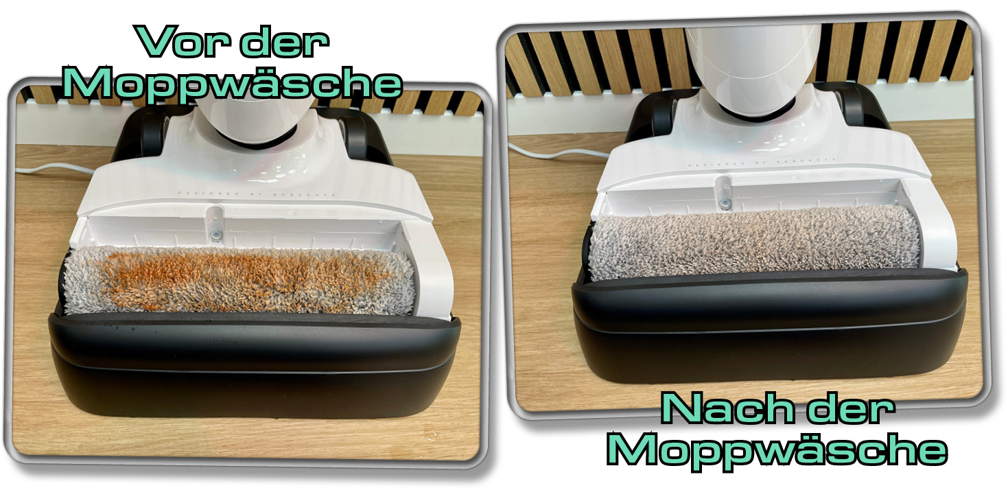 Der Vorher-Nachher-Vergleich zeigt, wie gut die Moppwäsche arbeitet
