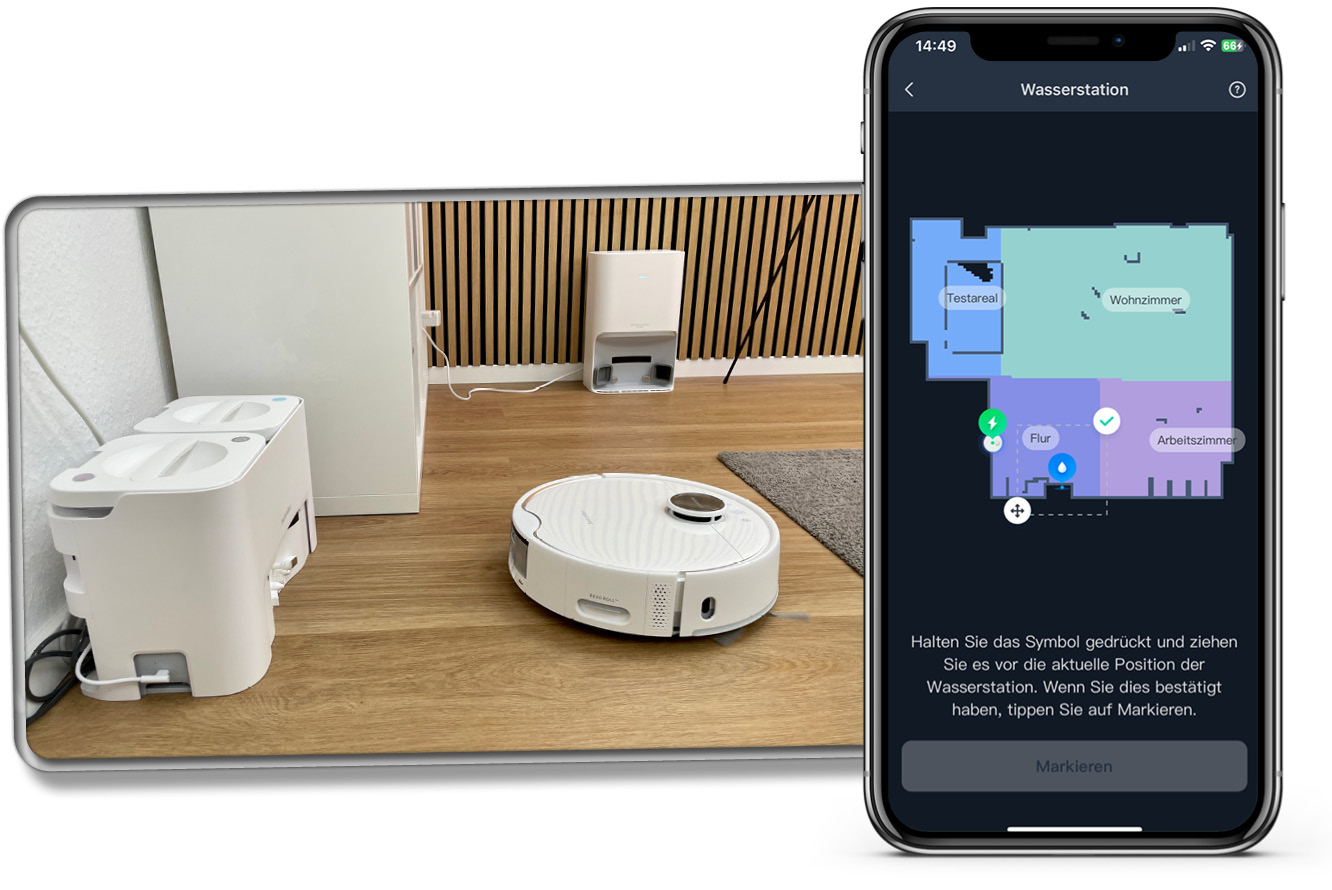 Der erste Schritt ist die Kartierung und die darauf folgende Wasserstation-Positionierung