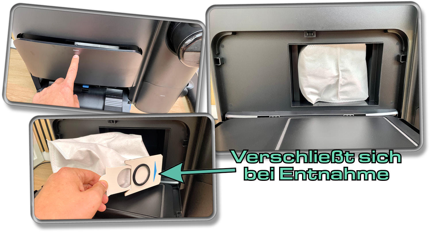 Die Absaugstsation des ECOVACS DEEBOT T30S COMBO COMPLETE entleert sowohl den Saugroboter, als auch den Akkustaubsauger